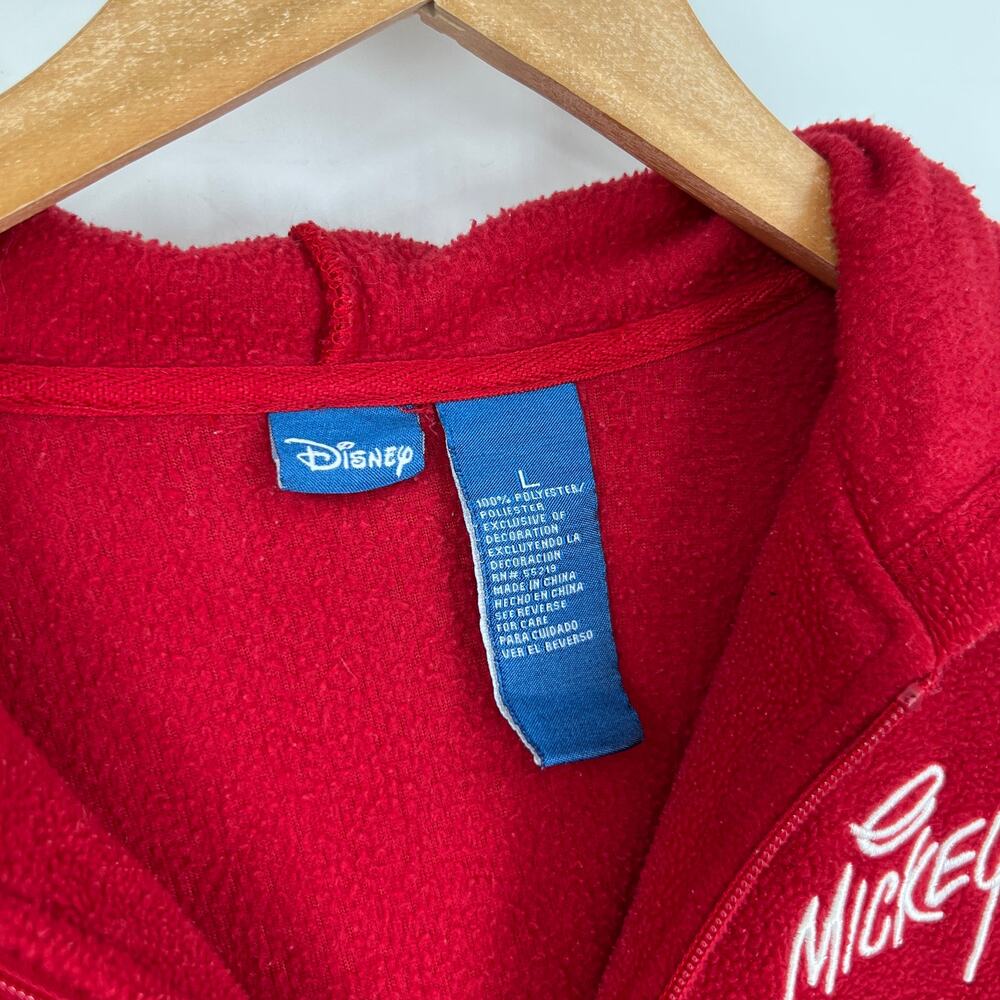 Vintage Disney Mickey Mouse Fleece Quarter Zip Red Hoodie Large - Picture 3 of 4